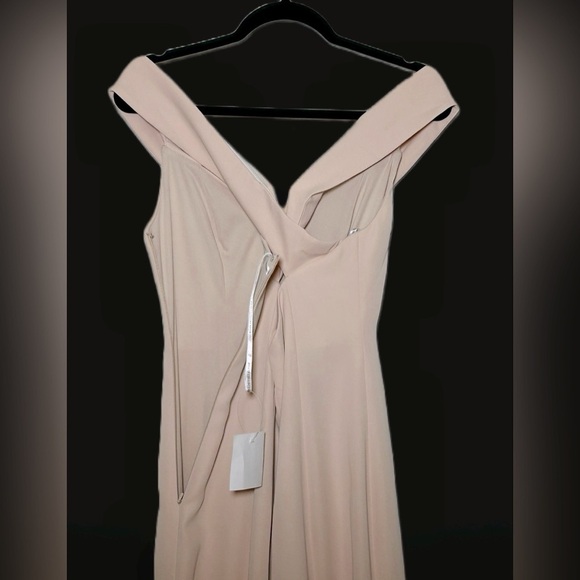 NWT Dessy Collection Off-the-Shoulder Criss Cross Back Trumpet in Cameo, Size 2R - Picture 10 of 16